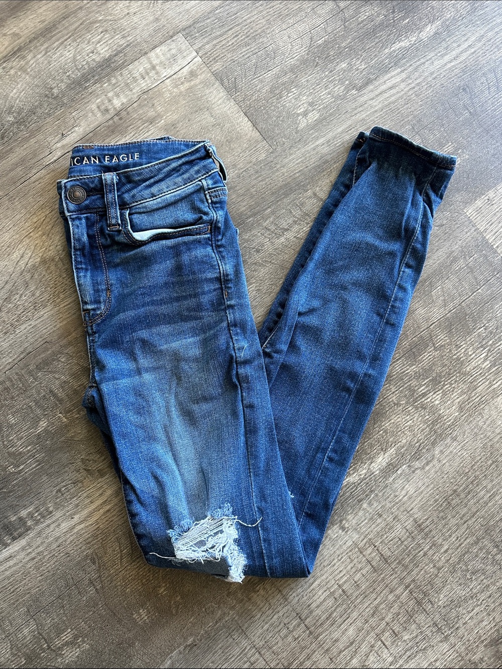American Eagle Outfitters Blue Distressed Skinny Jeans